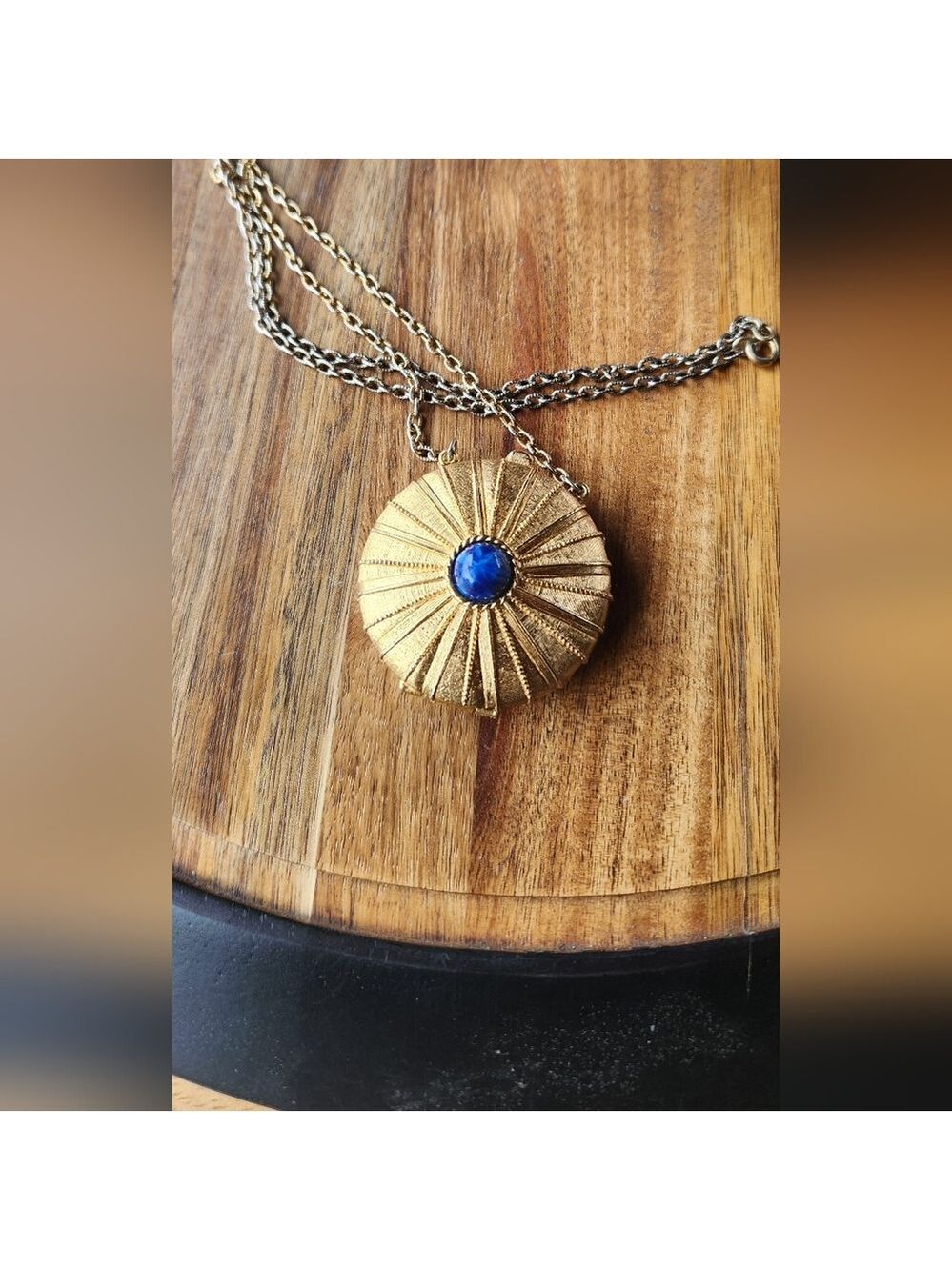 1973‎ Signed Estee Lauder Gold Empire Solid Perfume Vintage Pendant Necklace - Picture 5 of 12